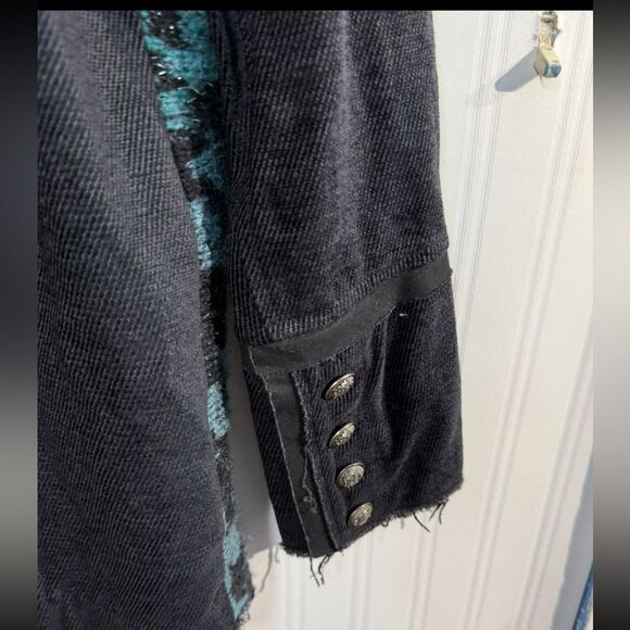 Free People Black and Blue Houndstooth Blazer Sz XS - Picture 7 of 7